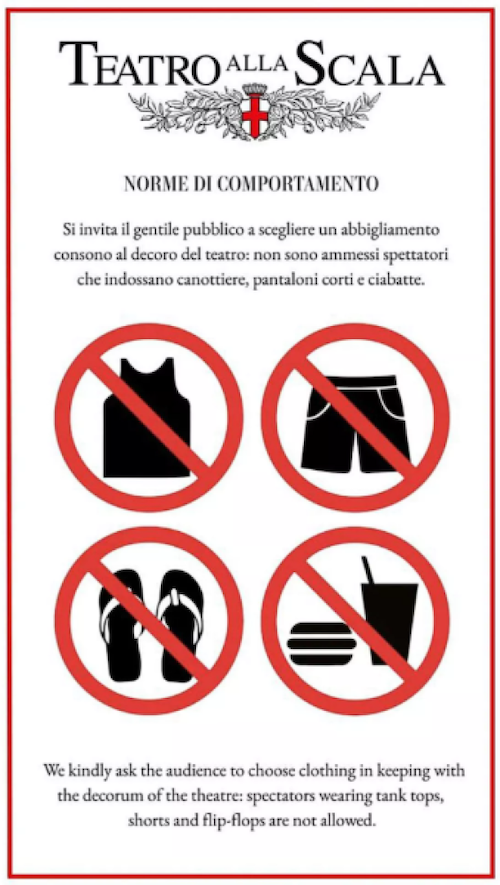 El Teatro alla Scala invita a sus espectadores a vestir con decoro