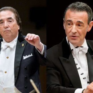 Enrique García Asensio y Miguel Ángel Gómez Martínez, directores honorarios de la Orquesta y Coro RTVE